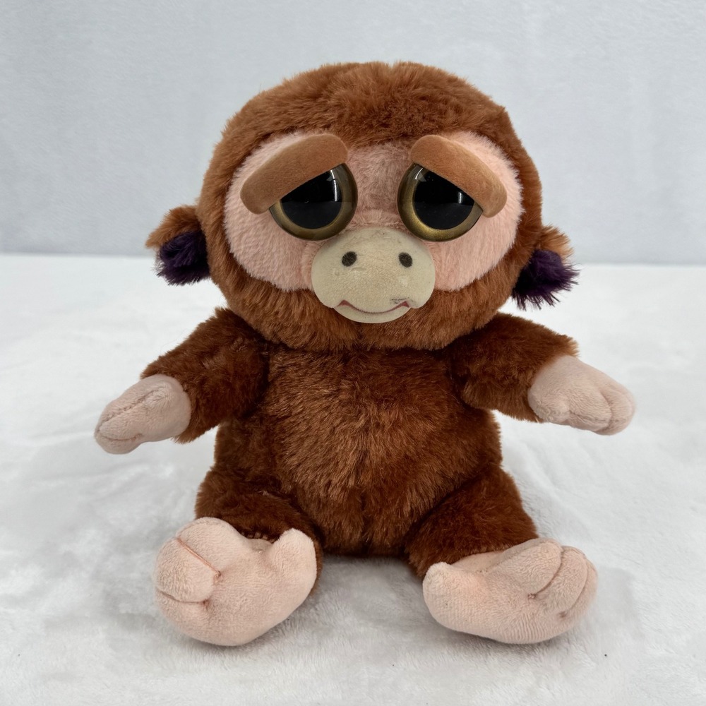 Feisty Pets Grandmaster Funk Monkey Plush 8" Brown Interactive Face Changing Toy